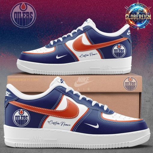 Edmonton Oilers Collab Nike Custom Name Air Force 1 Shoes