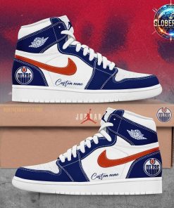 Edmonton Oilers Collab Nike Custom Name Air Jordan 1 Shoes