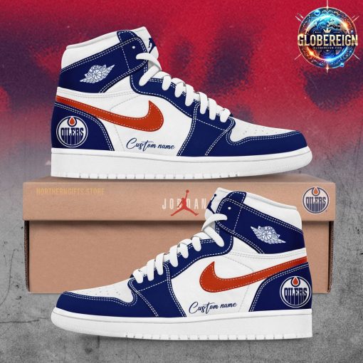 Edmonton Oilers Collab Nike Custom Name Air Jordan 1 Shoes