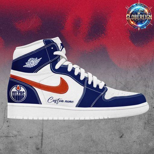 Edmonton Oilers Collab Nike Custom Name Air Jordan 1 Shoes