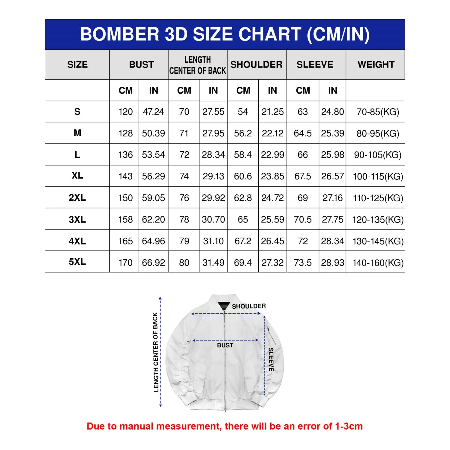 Bomber Jacket Size