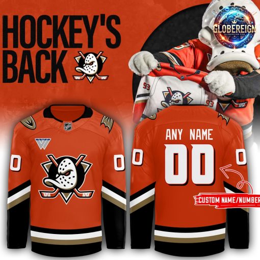 Anaheim Ducks Hockey Black 2024 Orange Hockey Jersey