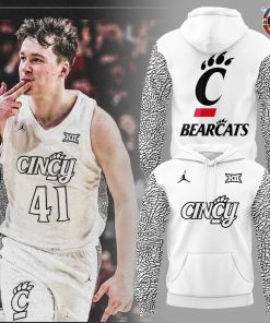 Cincinnati Bearcats Men’s Basketball Black Cat Alternate Uniform White Hoodie