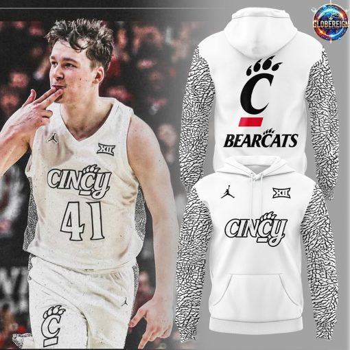 Cincinnati Bearcats Men’s Basketball Black Cat Alternate Uniform White Hoodie