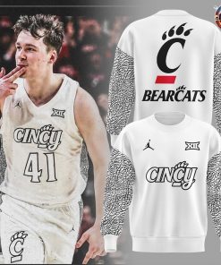 Cincinnati Bearcats Men’s Basketball Black Cat Alternate Uniform White Sweatshirt