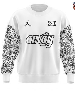 Cincinnati Bearcats Men’s Basketball Black Cat Alternate Uniform White Sweatshirt