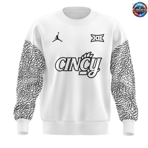 Cincinnati Bearcats Men’s Basketball Black Cat Alternate Uniform White Sweatshirt