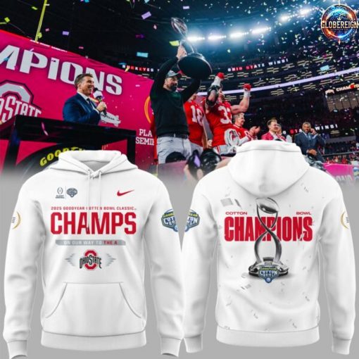 Limited Edition Ohio State Buckeyes Champions Cotton Bowl White Hoodie