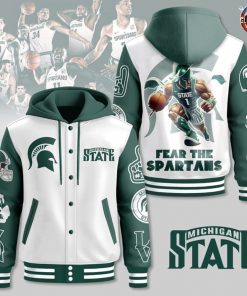 Michigan State Spartans Fear The Spartans Hooded Baseball Jacket