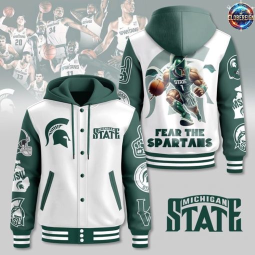 Michigan State Spartans Fear The Spartans Hooded Baseball Jacket