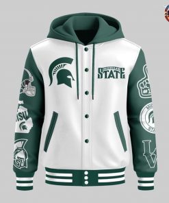 Michigan State Spartans Fear The Spartans Hooded Baseball Jacket