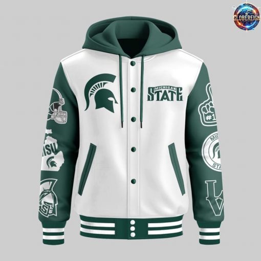 Michigan State Spartans Fear The Spartans Hooded Baseball Jacket