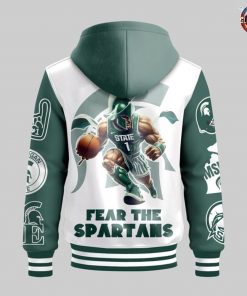 Michigan State Spartans Fear The Spartans Hooded Baseball Jacket