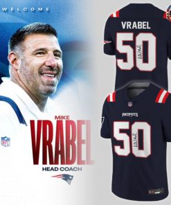 New England Patriots Coach Mike Vrabel Navy Football Jersey