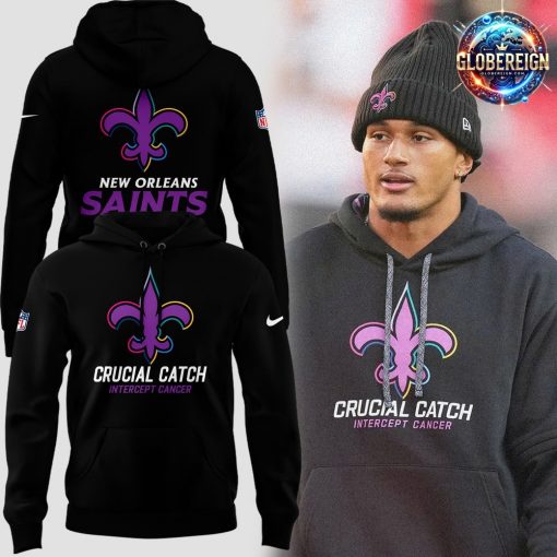 New Orleans Saints NFL Crucial Catch 2024 Black Hoodie