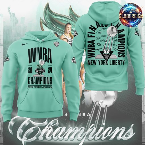 New York Liberty WNBA Finals Champions 2024 Mint Green Hoodie