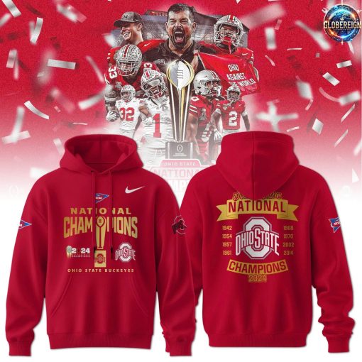 Ohio State Buckeyes 2024 National Champions Limited Edition Red Hoodie