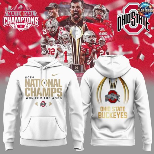 Ohio State Buckeyes 2024 National Champions White Hoodie