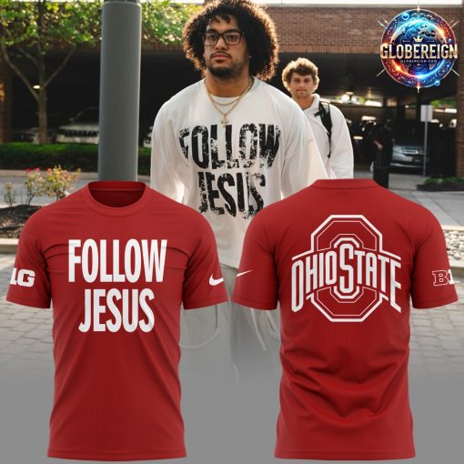 Ohio State Buckeyes Follow Jesus 2024 Red T-Shirt