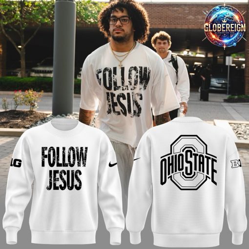 Ohio State Buckeyes Follow Jesus 2024 White Sweatshirt