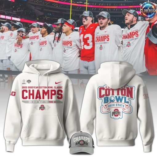 Ohio State Buckeyes Football Cotton Bowl Champions White Hoodie