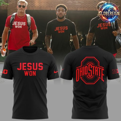 Ohio State Buckeyes Jesus Won 2024 Black T-Shirt