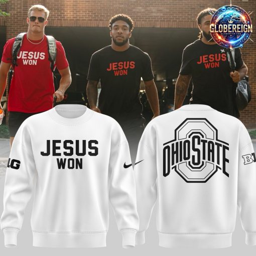 Ohio State Buckeyes Jesus Won 2024 White Sweatshirt