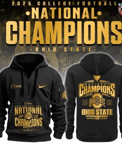 Ohio State Buckeyes NCAA National Champions 2025 Black Half Zip Hoodie