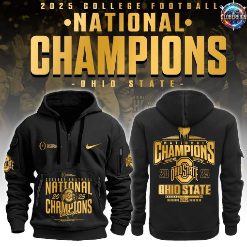 Ohio State Buckeyes NCAA National Champions 2025 Black Half Zip Hoodie