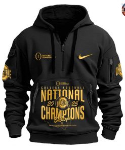 Ohio State Buckeyes NCAA National Champions 2025 Black Half Zip Hoodie