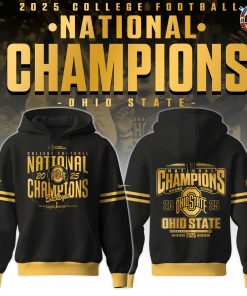 Ohio State Buckeyes NCAA National Champions 2025 Black Hoodie