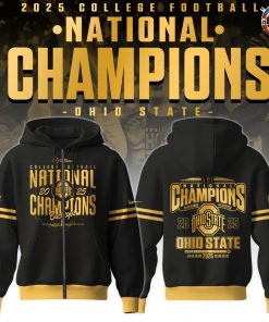 Ohio State Buckeyes NCAA National Champions 2025 Black Hoodie