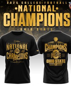 Ohio State Buckeyes NCAA National Champions 2025 Black T-Shirt