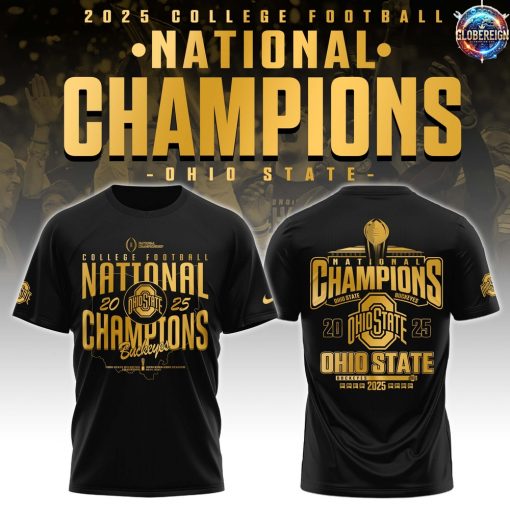 Ohio State Buckeyes NCAA National Champions 2025 Black T-Shirt