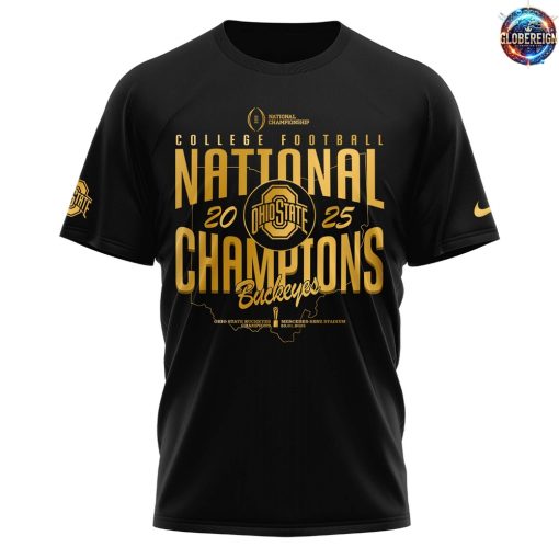 Ohio State Buckeyes NCAA National Champions 2025 Black T-Shirt