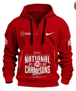 Ohio State Buckeyes NCAA National Champions 2025 Red Half Zip Hoodie