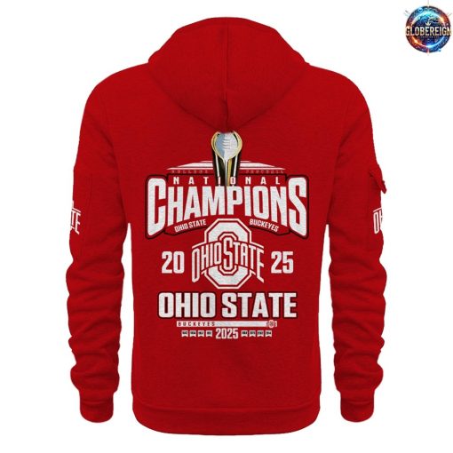 Ohio State Buckeyes NCAA National Champions 2025 Red Half Zip Hoodie