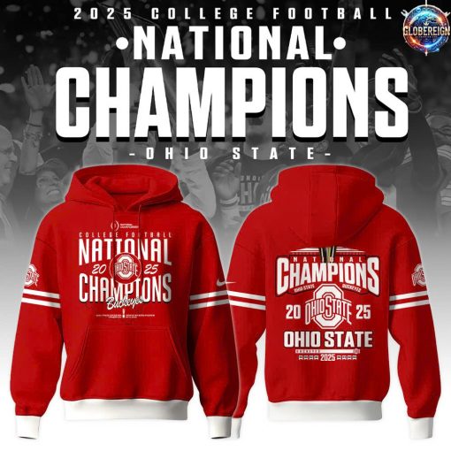 Ohio State Buckeyes NCAA National Champions 2025 Red Hoodie