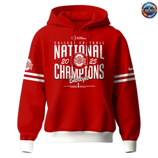 Ohio State Buckeyes NCAA National Champions 2025 Red Hoodie