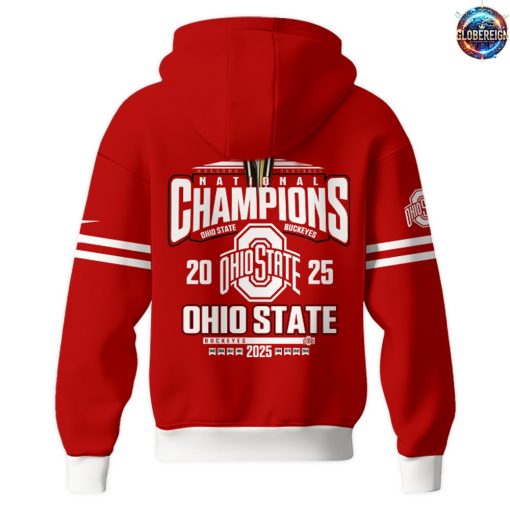 Ohio State Buckeyes NCAA National Champions 2025 Red Hoodie