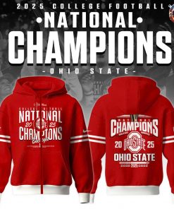 Ohio State Buckeyes NCAA National Champions 2025 Red Hoodie