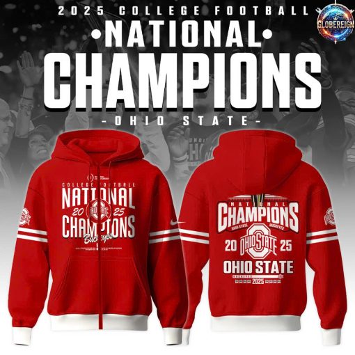 Ohio State Buckeyes NCAA National Champions 2025 Red Hoodie