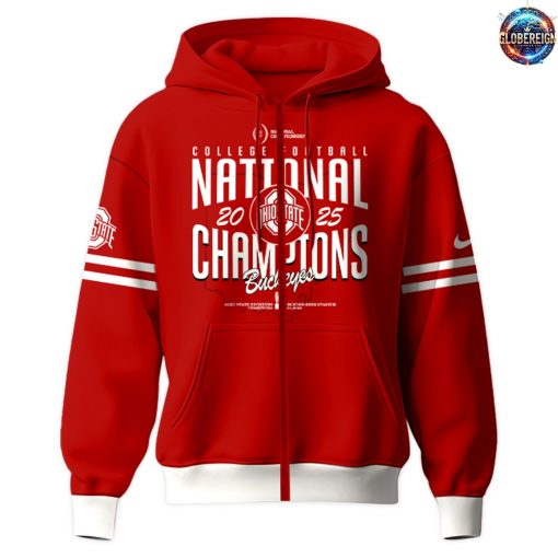 Ohio State Buckeyes NCAA National Champions 2025 Red Hoodie