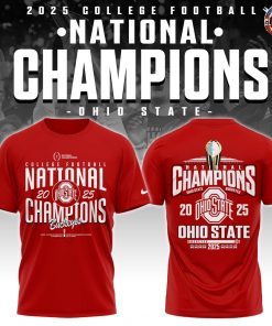 Ohio State Buckeyes NCAA National Champions 2025 Red T-Shirt