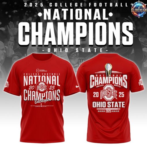 Ohio State Buckeyes NCAA National Champions 2025 Red T-Shirt