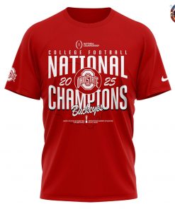 Ohio State Buckeyes NCAA National Champions 2025 Red T-Shirt