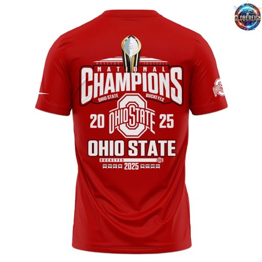 Ohio State Buckeyes NCAA National Champions 2025 Red T-Shirt