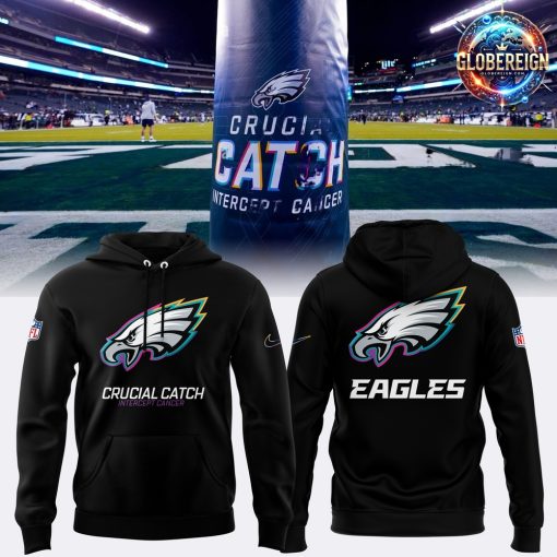 Philadelphia Eagles Crucial Catch Intercept Cancer Black Hoodie