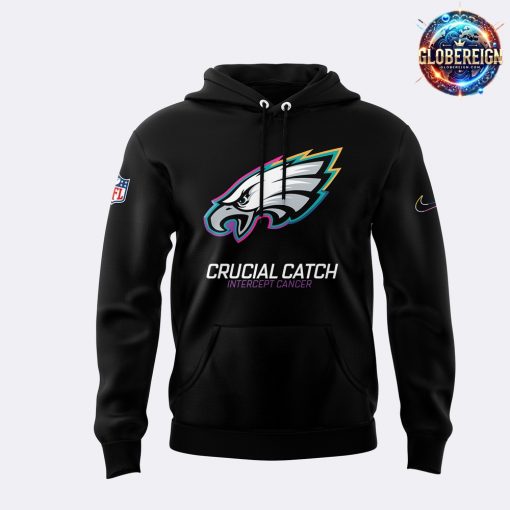 Philadelphia Eagles Crucial Catch Intercept Cancer Black Hoodie