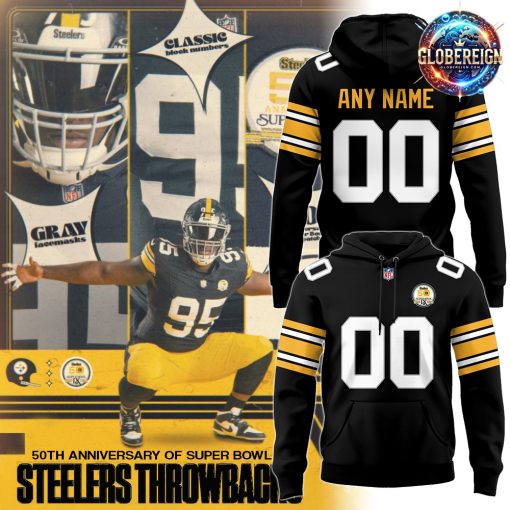 Pittsburgh Steelers 50th Anniversary Super Bowl IX Custom Hoodie